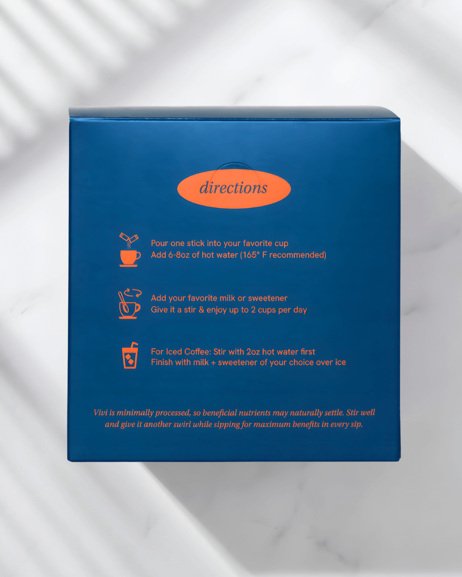 Blue box with orange text on a white background